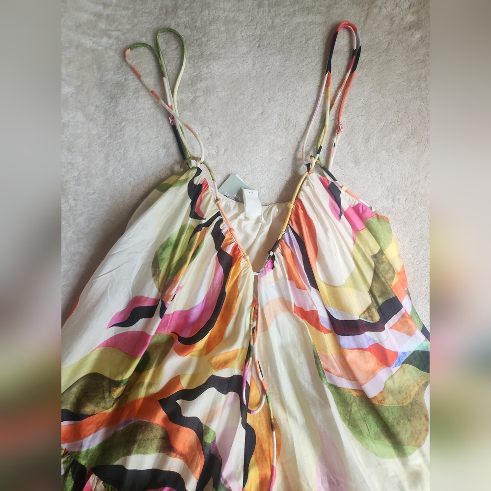 STORE CLOSING .H&M floral A-line Mini Dress multicolored BNWT - Picture 7 of 10